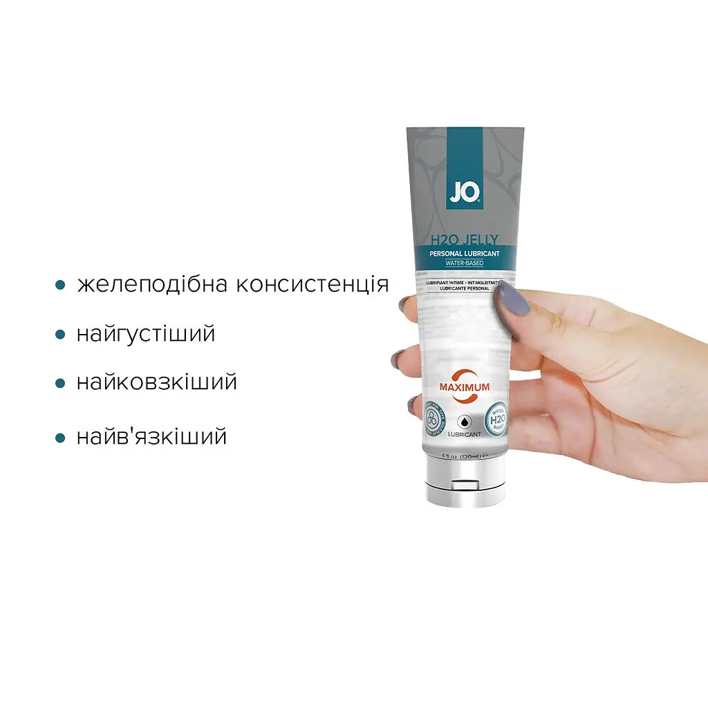 Густий лубрикант на водній основі JO H2O JELLY — MAXIMUM (120 мл)без парабенів і пропіленгліколю - фото 2