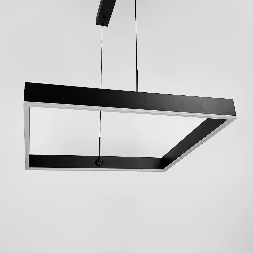 Чорна люстра із підвісним квадратом 80 см | Line F | Арт. MJ223-800 BK - фото 2