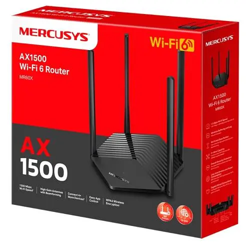 Роутер Mercusys MR60X Wi-Fi 802.11ax, 1775Mb, 3 LAN 10/100/1000Mb, поддержка MU-MIMO/MIMO - фото 3