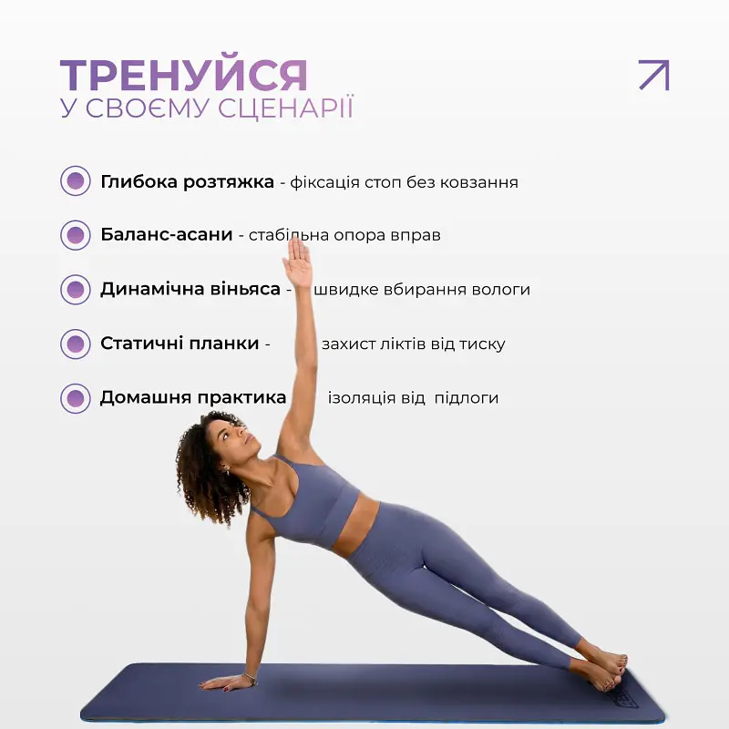 Килимок для йоги та фітнесу EasyFit TPE+TC 6мм двошаровий синій-блакитний - фото 5