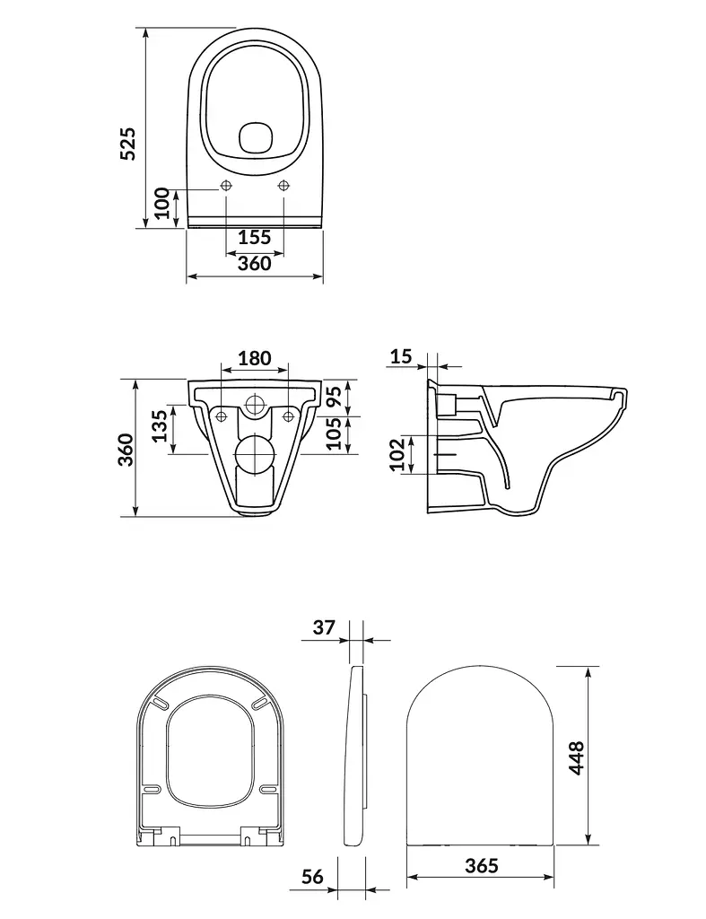 Подвесной унитаз Cersanit Zip SimpleOn с сиденьем duraplast S701-565 - фото 3