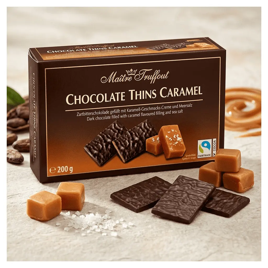 Шоколадні цукерки Maitre Truffout Chocolate Thins Caramel 200г - фото 3