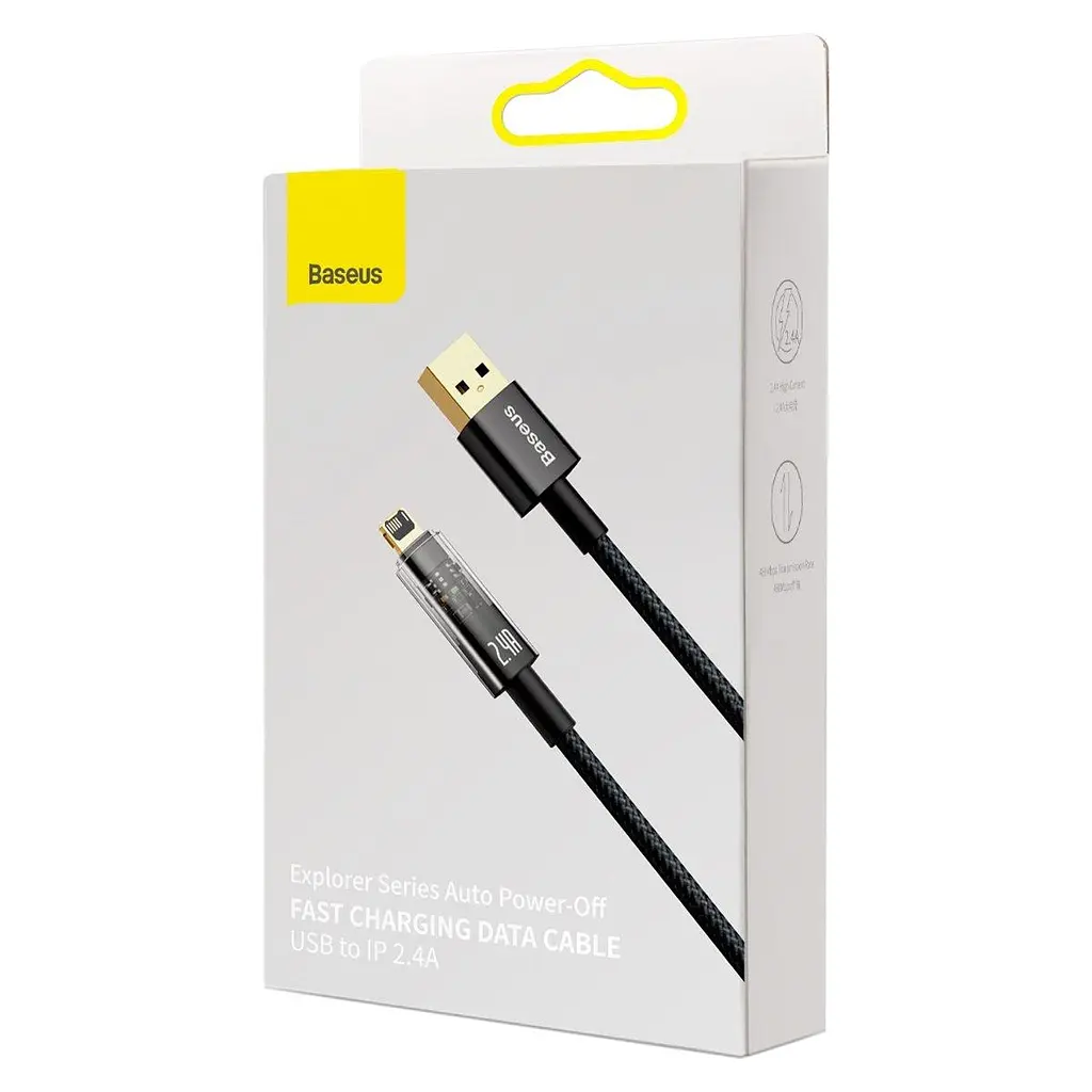 Кабель Baseus Explorer Series Auto Power-Off Fast Charging Data Cable USB to Lightning 2.4A 1m CATS000401 - фото 2