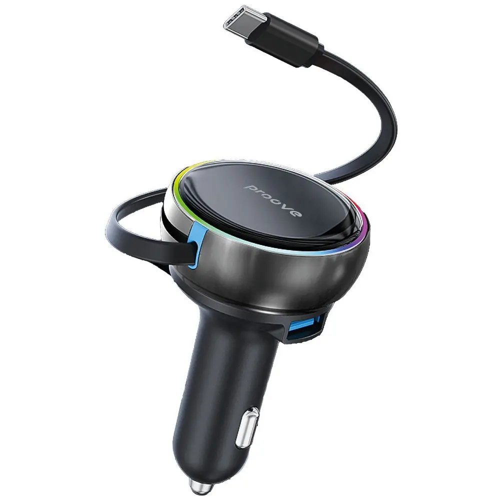 АЗП Proove Hammer 81W (Type-C + USB) + Retractable Type-C Cable - фото 7