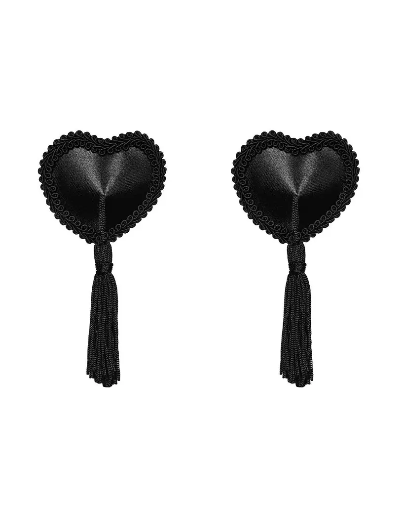 Еротичні наклейки на соски з пензликами Obsessive Tassel nipple covers black, чорні, One size - фото 3