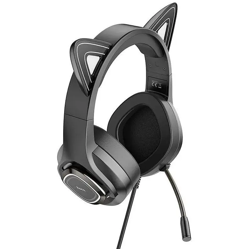 Навушники Hoco Cute cat luminous cat ear gaming headphones W107 рожеві вставки - фото 2