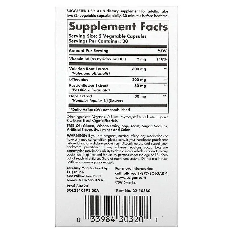 Підтримка сну та зниження стресу Solgar Sleep & Stress Support 60 капсул - фото 3