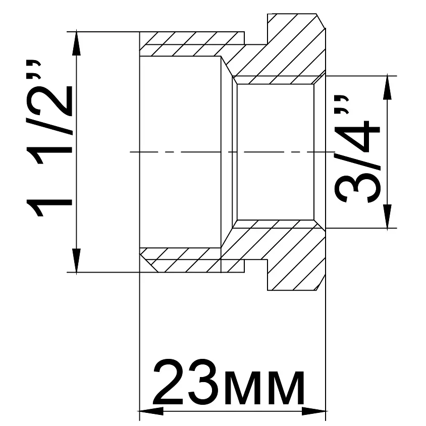 Футорка латунна 1 1/2″ЗР х 3/4″ВР ливарна 724Б 000011110 - фото 4