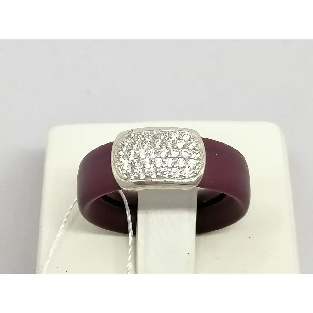 Срібне кільце Імперія золота з фіанітами і каучуком. Артикул КВ1047С 17 - фото 4