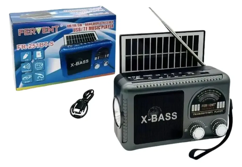 Портативный радиоприемник FERVENT FR-251BT-S – Bluetooth FM/AM/SW USB/TF аккумуляторный - фото 2