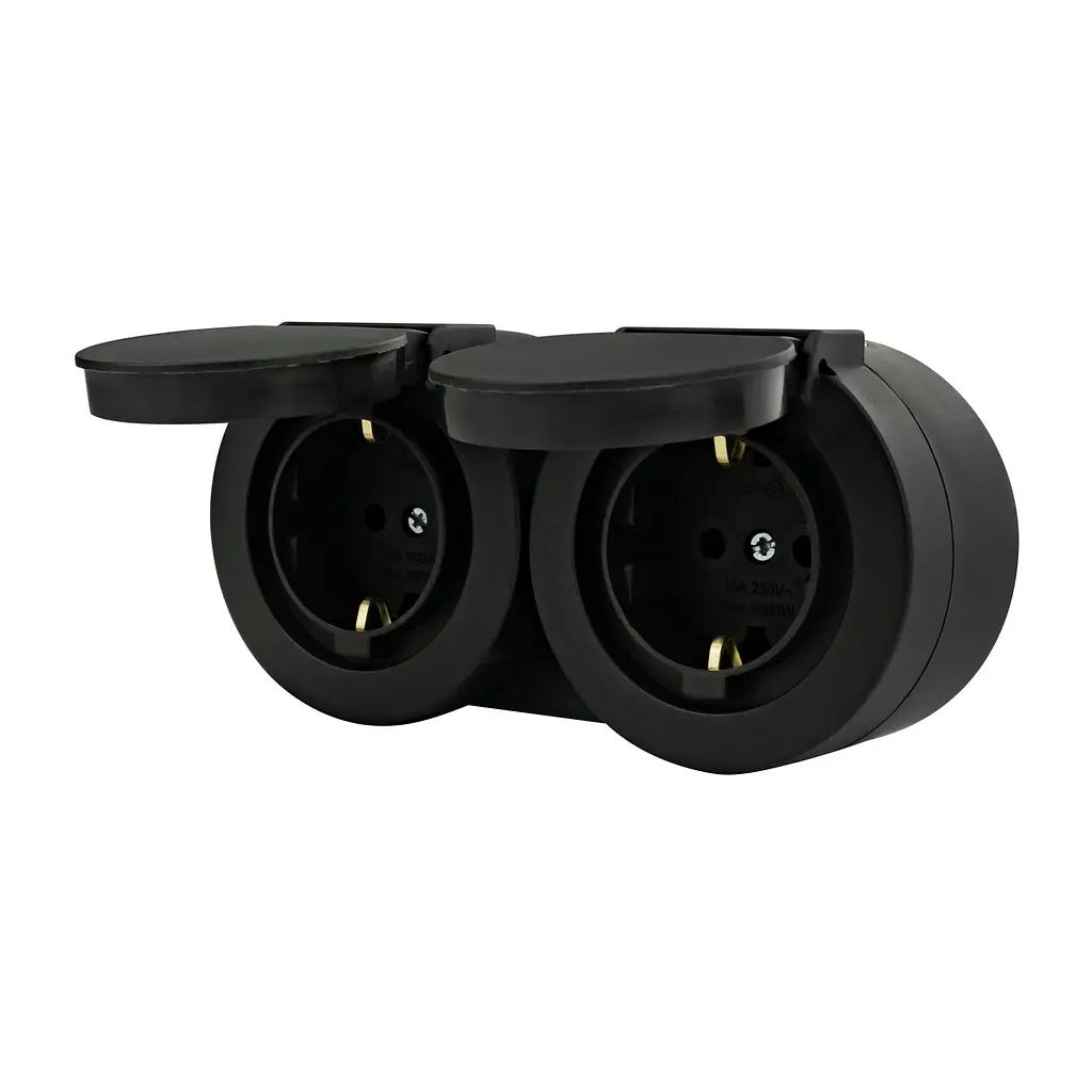 Розетка подвійна Ovivo Electric xOne з заземленням та кришкою антрацит - фото 2