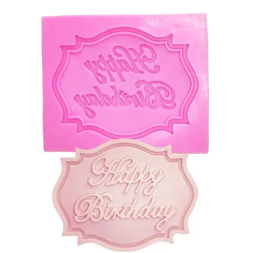 Молд кондитерський Happy Birthday 68 x 55 мм рожевий - фото 3