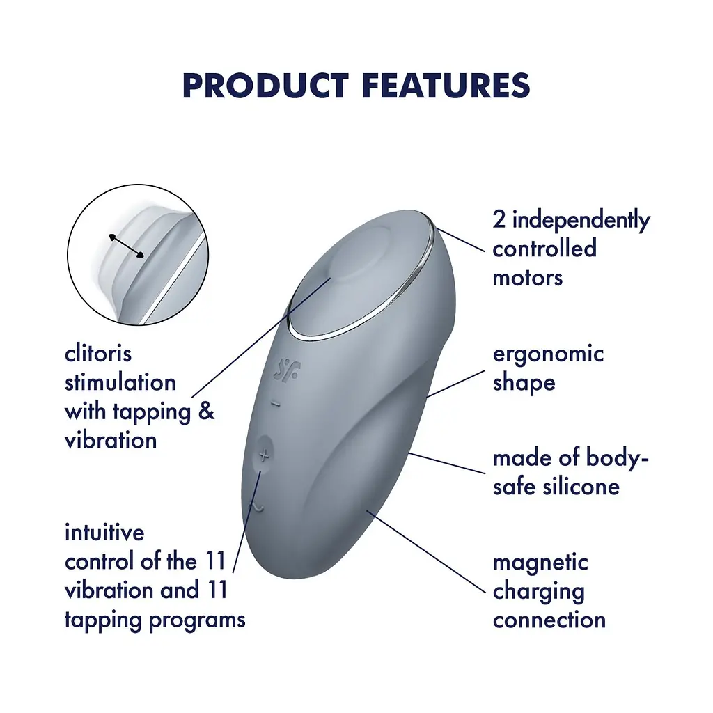 Вібростимулятор-пульсатор Satisfyer Tap & Climax 1 Bluegrey, ефект постукування пальцем Satisfyer SX0568 99303 - фото 8