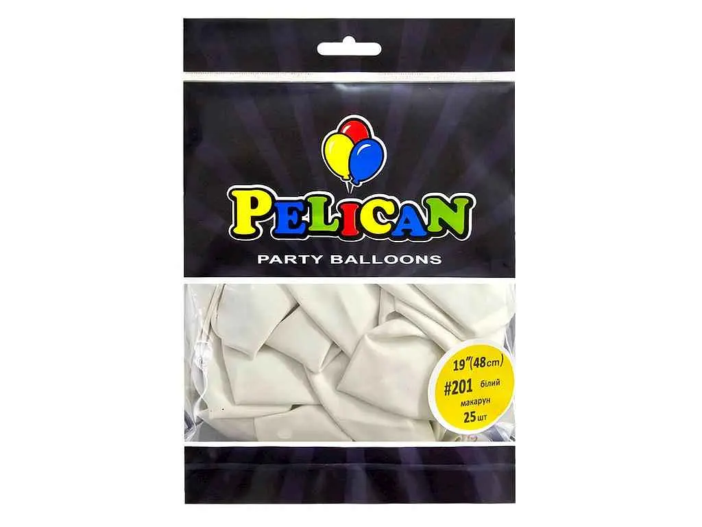 Кульки PELICAN 19 (48 см) білий макарун (25шт/уп) #201