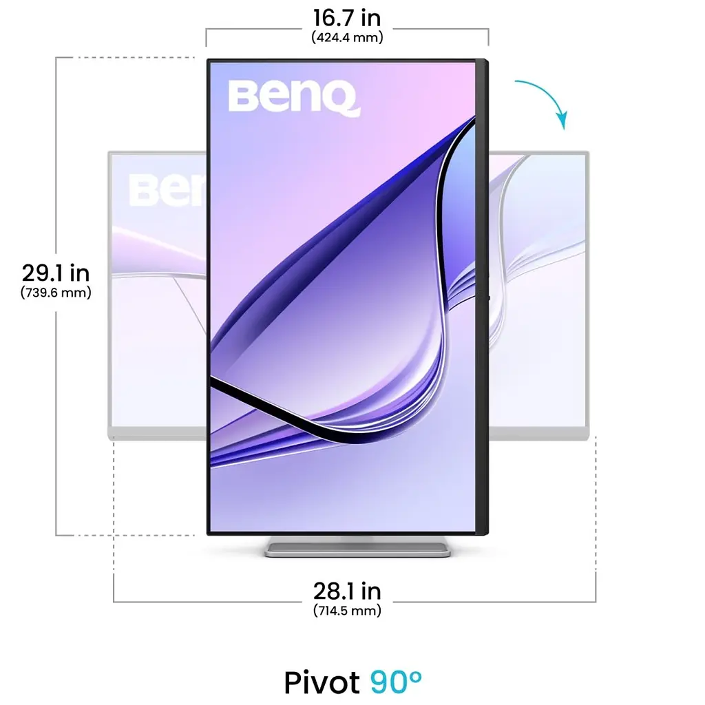 Монітор TFT 31.5" BenQ MA320U, IPS, 4K, 2хHDMI, USB-C, HAS, Pivot, кол., сріблясто-сірий (9H.LMXLB.QBE) - фото 6