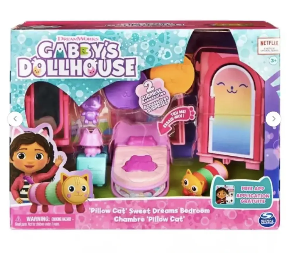 Ігровий набір Спальня Ляльковий будиночок Габбі Spin Master Gabby's Dollhouse Pillow Cat's Sweet Dreams Bedroom з фігуркою та аксесуарами (SKU-184)