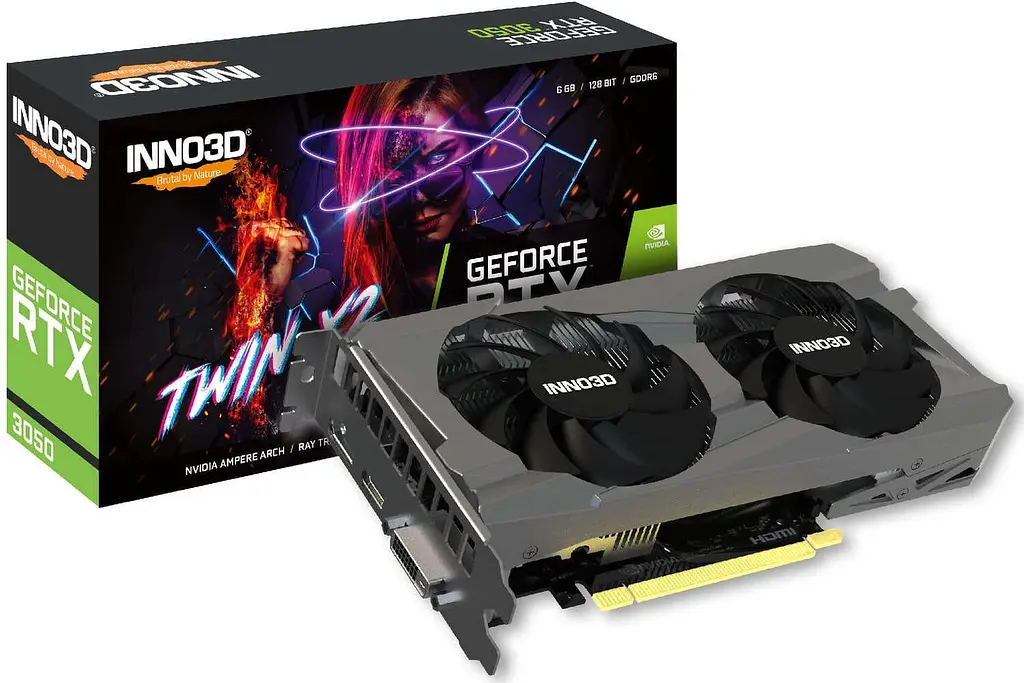 Відеокарта Inno3D RTX 3050 6GB TWIN X2 V2 (N30502-06D6-1880VA60) (GDDR6, PCI-E v4.0 x8) - фото 2