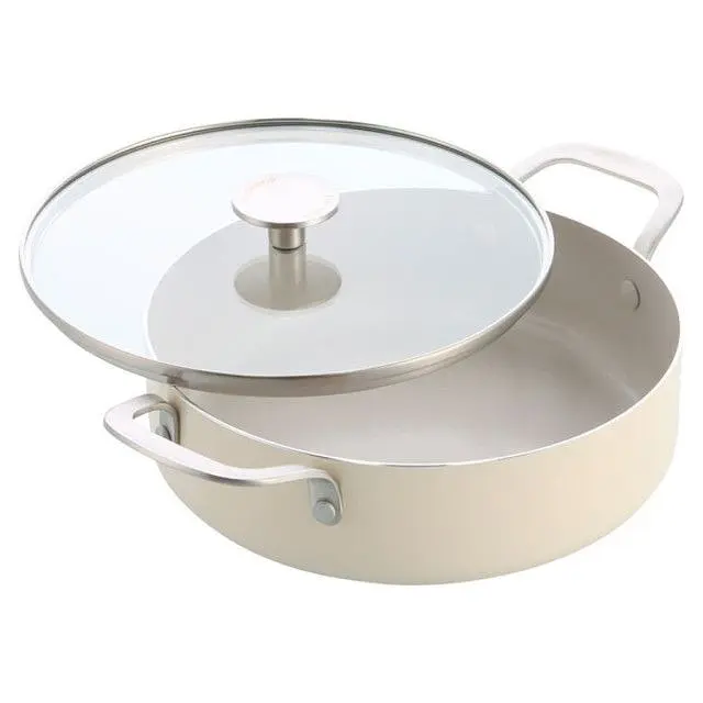 Сотейник з кришкою KitchenAid АС, 28 см, 4,28 л, з керам покриттям, кремовий (CC010433-001) - фото 3
