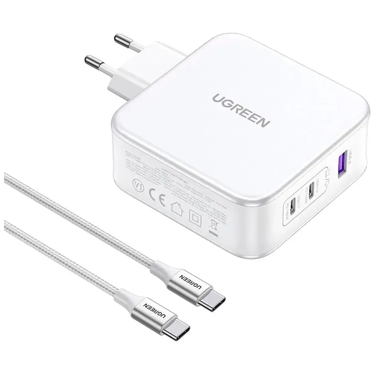 Мережевий зарядний пристрій Ugreen CD289 GaN Fast Charger 140W + Cable USB-C White [15339] [99285]