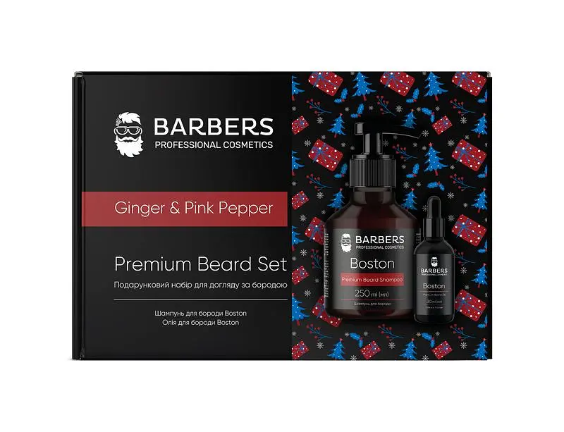Подарунковий новорічний набір для догляду за бородою Ginger & Pink Pepper Barbers