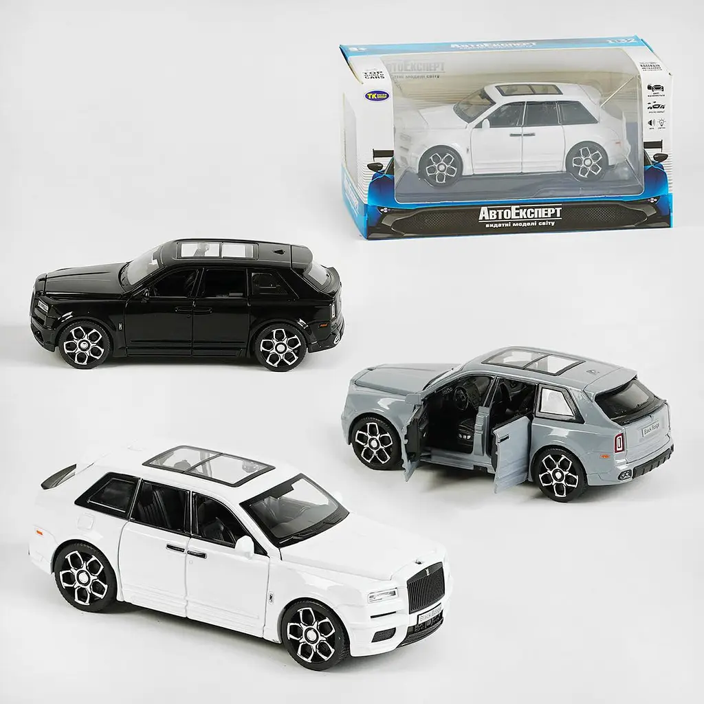 Колекційна металева модель автомобіля АвтоЕксперт Rolls-Royce Cullinan Black Badge з інерцією, світлом та звуком 1:32 - фото 10