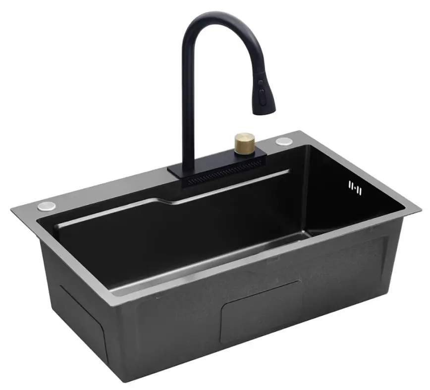 Кухонна мийка Kroner KRP Schwarze - SET7546HM PVD (3.0/0.7 мм) (CV032277) - фото 5