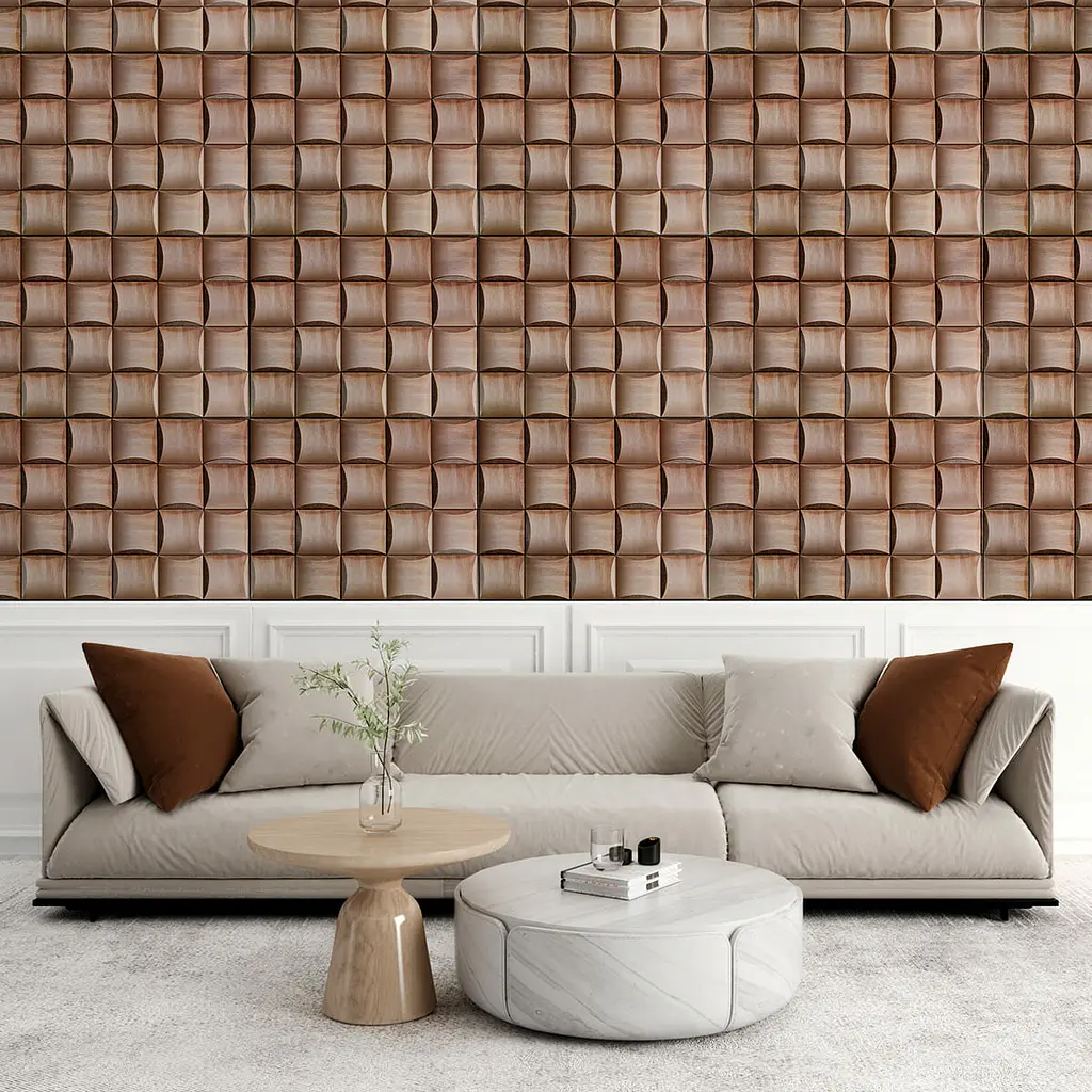 Декоративна ПВХ панель дерев'яні квадрати Sticker Wall 960х480х4мм (1060) - фото 5