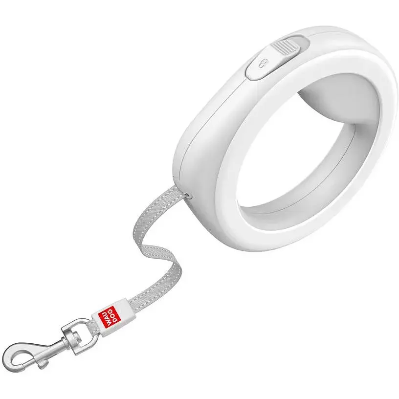 Повідець-рулетка для собак Waudog R-leash, кругла, XS-M, до 40 кг, 2,9 м, світловідбиваюча стрічка білий - фото 2