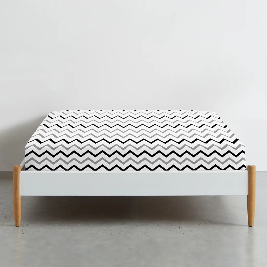 Простынь Cosas на резинке в детскую кроватку 60х120 g&b zigzag, серый (ZigGreyBlack_120) - фото 2
