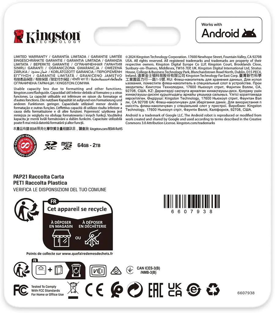 Карта пам'яті microSD 512GB C10 UHS-I U3 A2 V30 R200/W160MB/s Kingston teh0013339 - фото 5