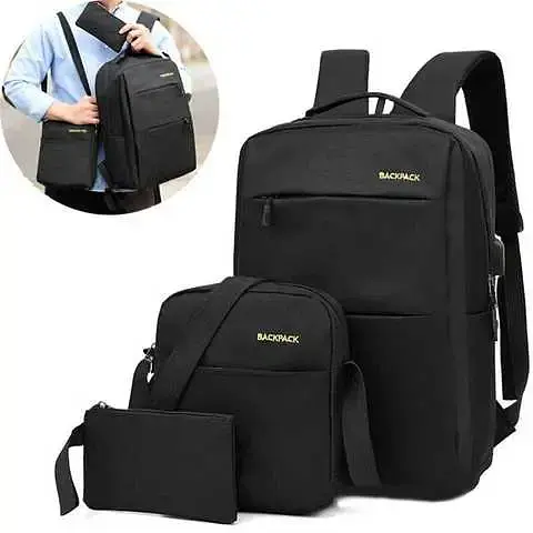 Универсальный набор рюкзак + сумка + кошелек Back-pack 3 в 1 Черный - фото 2