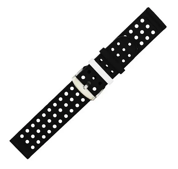 Двойной ремешок с перфорацией для часов Samsung Galaxy Watch Active/Active 2 Black White - фото 5