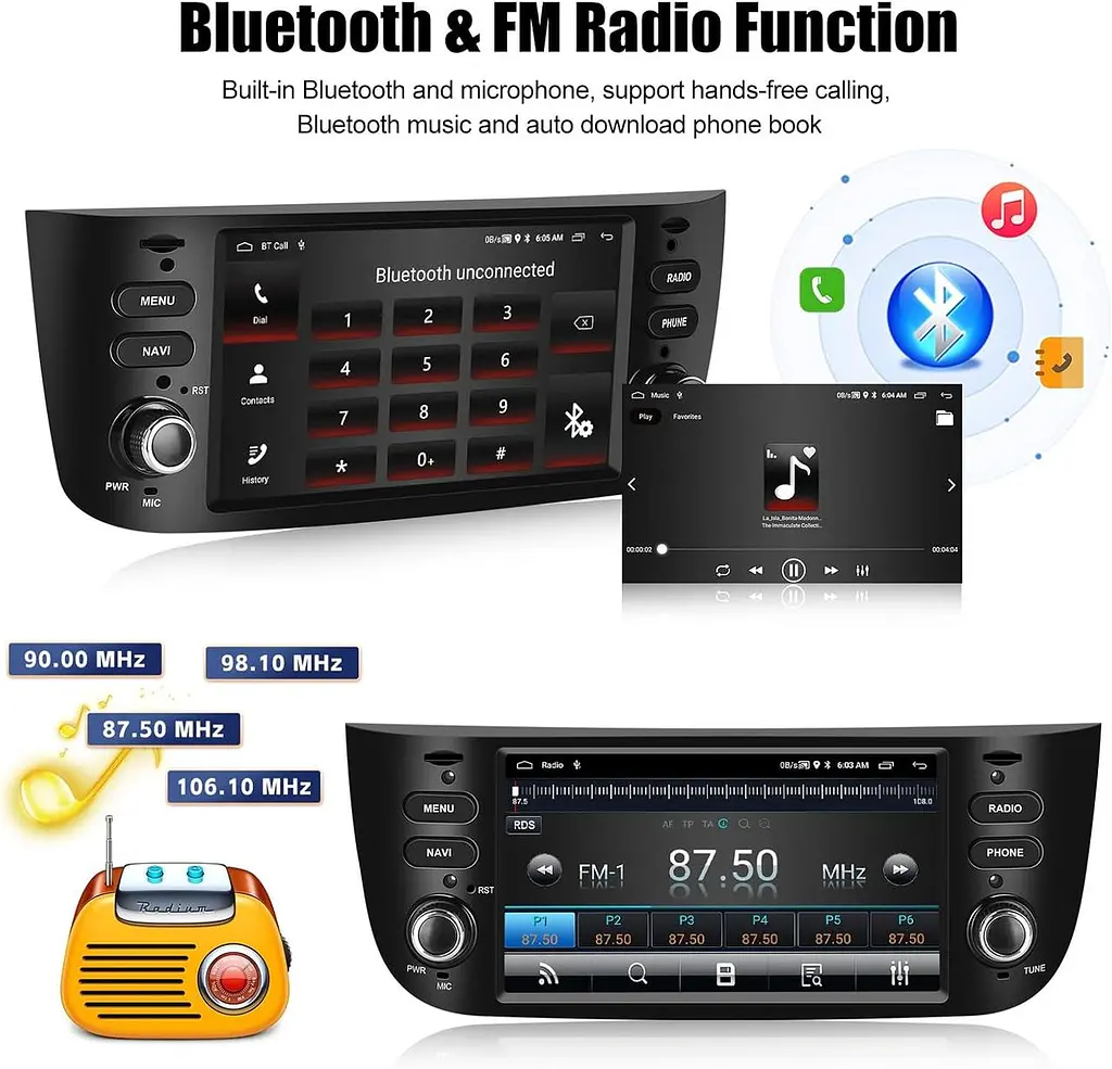 Автомагнітола CAMECHO Android 13 для Fiat Punto та Linea - фото 3