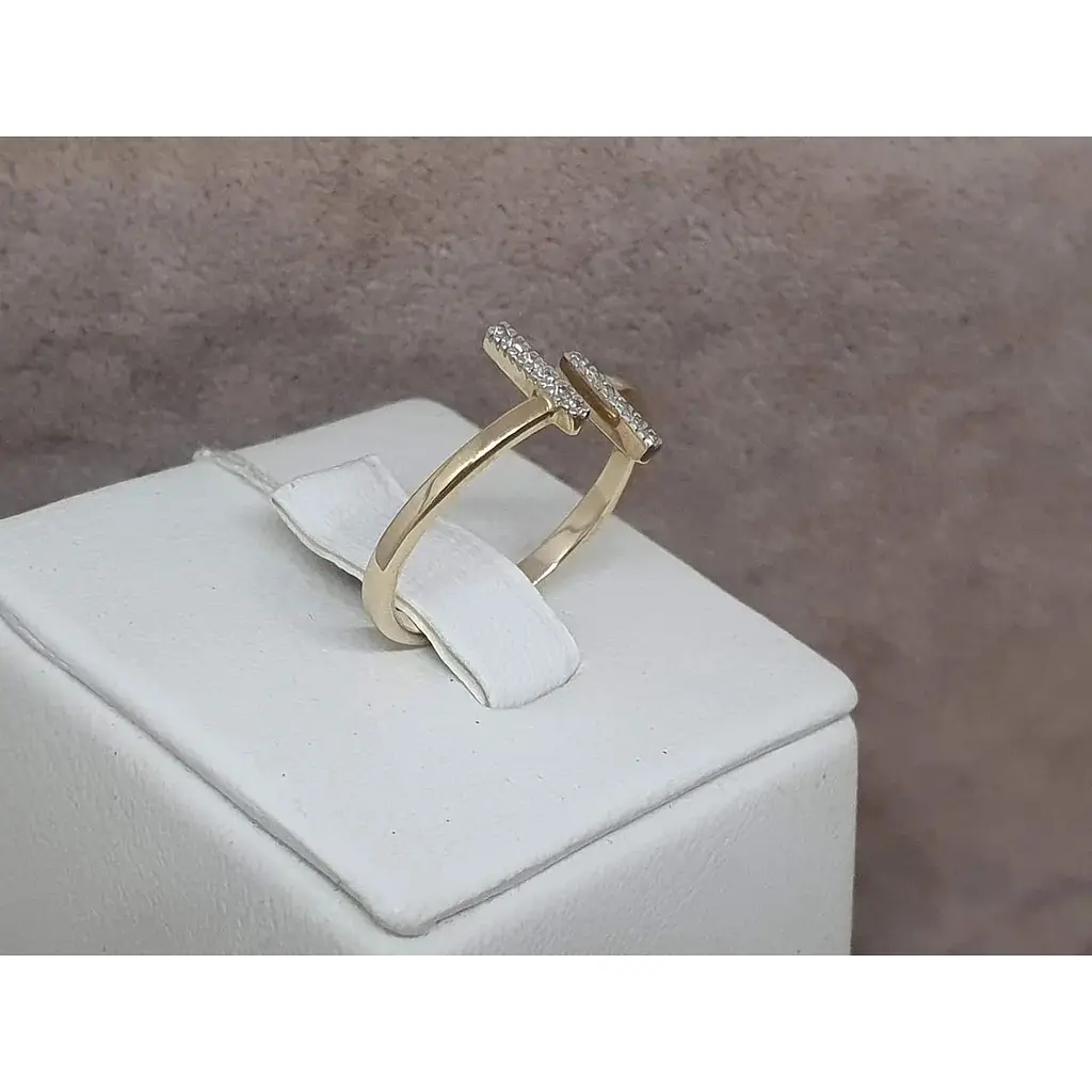 Золотое незамкнутое кольцо Харьковская ювелирная фабрика с фианитами. 700148-Рр.евро 16 - фото 3