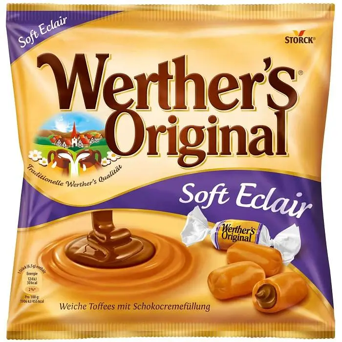 Ірис Werther's Original Soft Eclair з шоколадною начинкою 180 г (4014400932768)