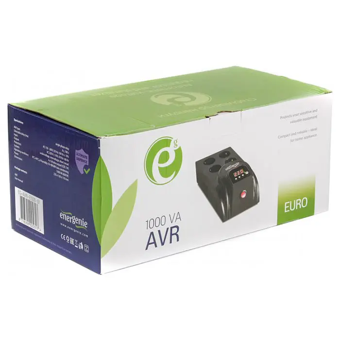 Стабилизатор напряжения EnerGenie EG-AVR-E1000-01 1000VA (EG-AVR-E1000-01) - фото 2