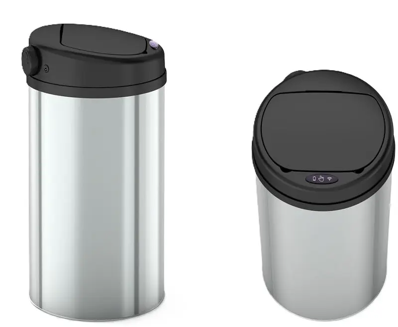 Відро для сміття сенсорне кругле Mixxus Premium Ellipse-TC0109 Chrome-Black 9л MI7083, Чорний матовий - фото 3