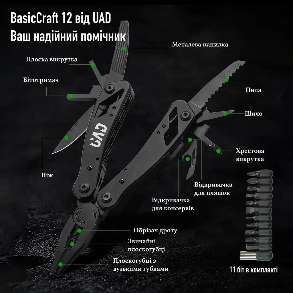 Мультитул професійний UAD BasicCraft чорний (UAD-08) - фото 4