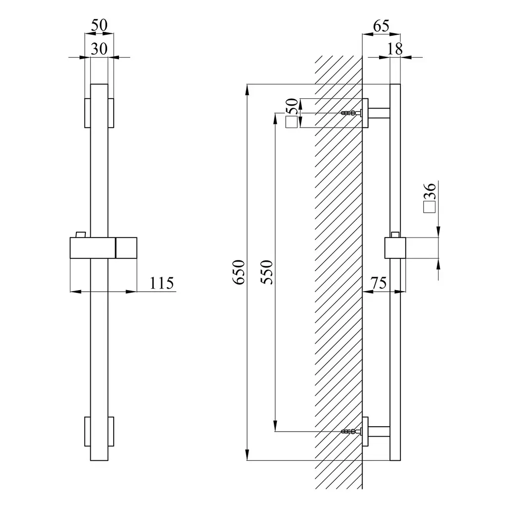 Штанга для душу Kroner KRP Edelstahl Kubus - ESG230 (CV034875) - фото 7
