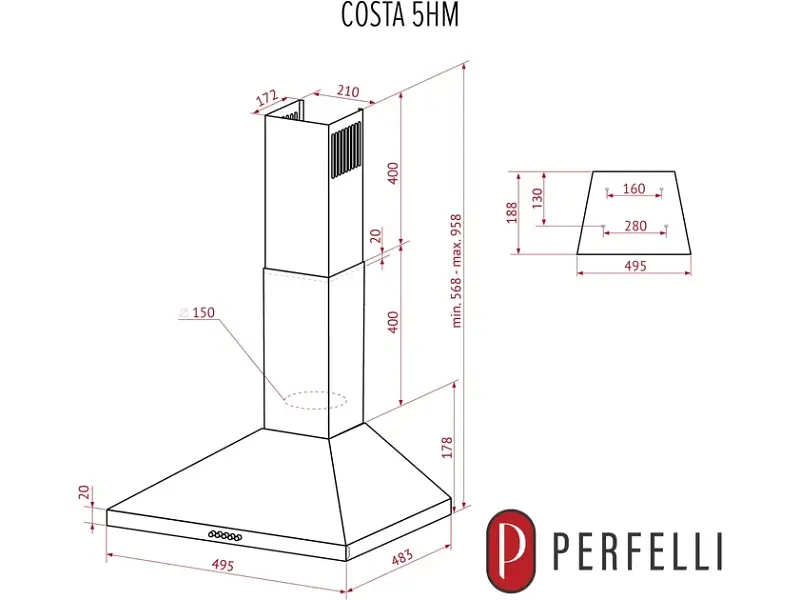 Витяжка Perfelli COSTA 5HM BIANCO - фото 6