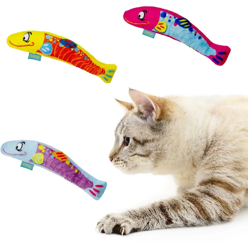 Игрушка для кошек Barksi Рыбки с кошачьей мятой и колокольчиком 16.5 см 3 шт. - фото 7