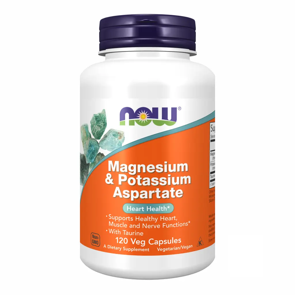 Магній Now Foods (& Potassium Aspartate) - 120 веганських капсул, для м'язів і нервової системи