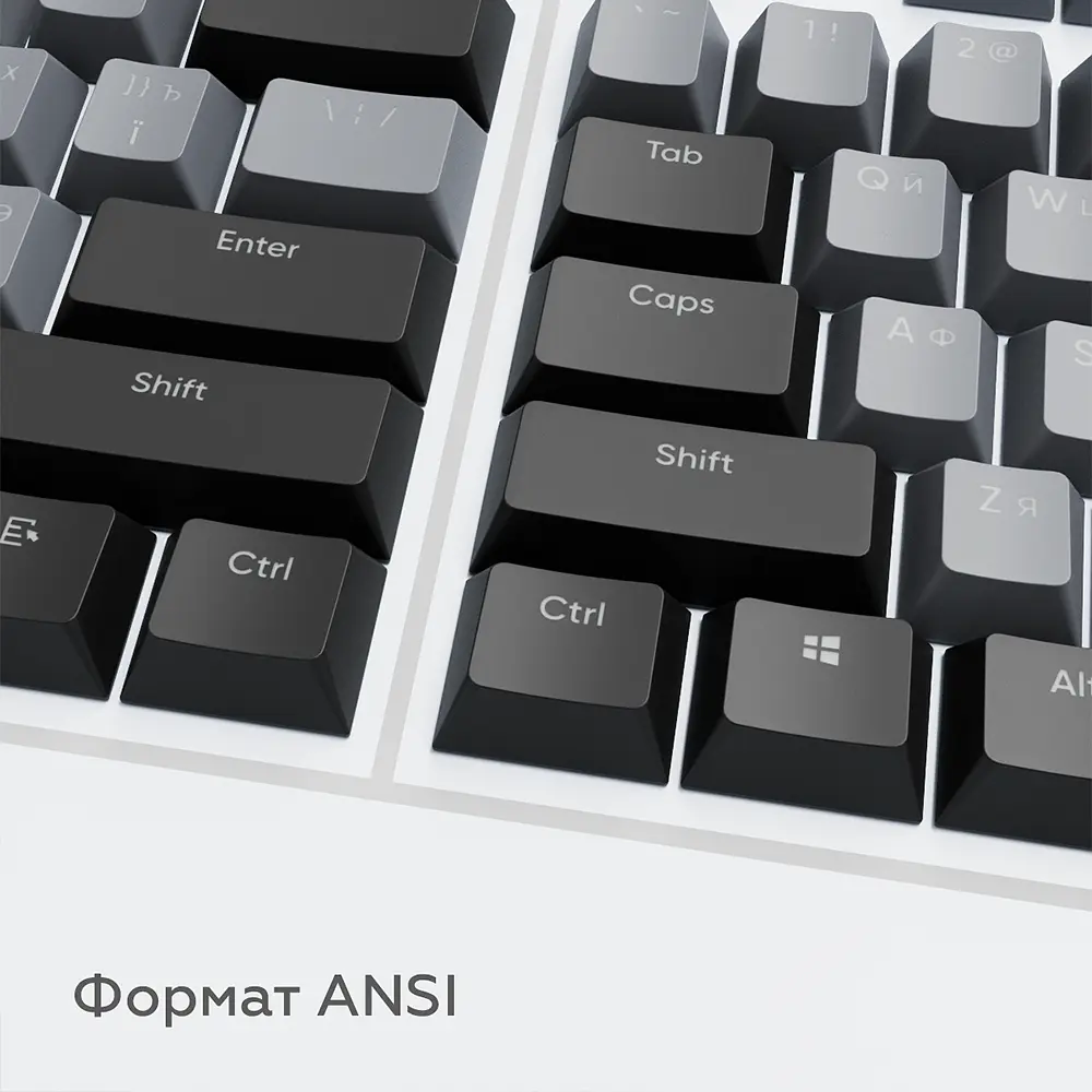 Набір кейкапів Dark Project PBT KS-46 ENG/UA/RU (DP-KS-0046) чорно-сірі - фото 3