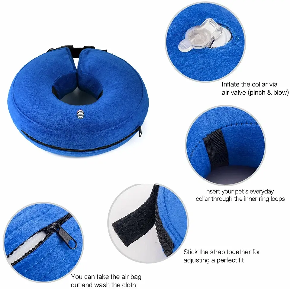 Захисний надувний нашийник для собак Derby Protective Inflatable Dog Cone Collar Blue (фастекс), M - фото 3