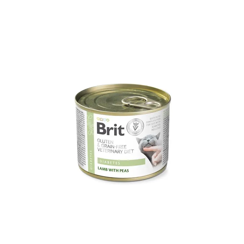 Вологий корм Brit GF VetDiet Diabetes для кішок, при цукровому діабеті, з ягнятком та горохом 200 г (арт.100710)