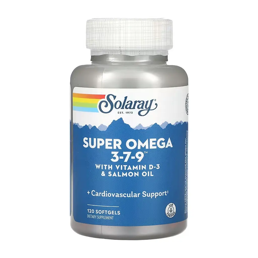 Омега-3 риб'ячий жир Solaray Super 3-7-9 для серця, мозку та зору 120 софтгелів