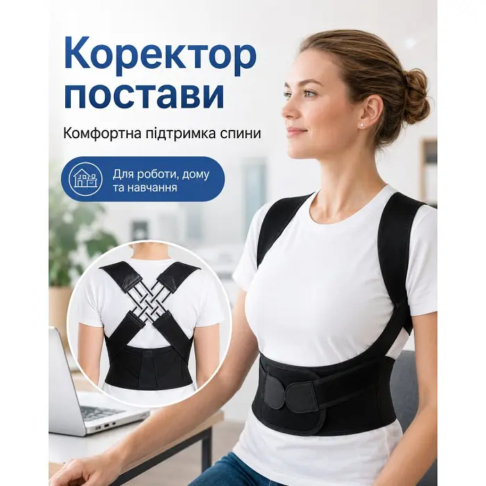 Ортопедичний коректор постави XL-80-90 см Idea 813 для спини та виправлення кривизни хребта, подвійна фіксація - фото 2