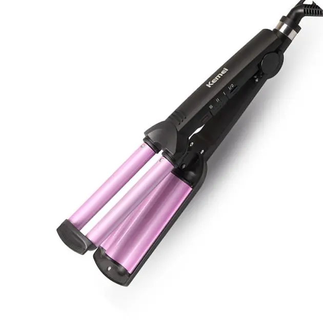 Потрійні щипці плойка для волосся Kemei KM-2022 для гофрування та хвилястого укладання 45 Вт Фіолетовий - фото 5