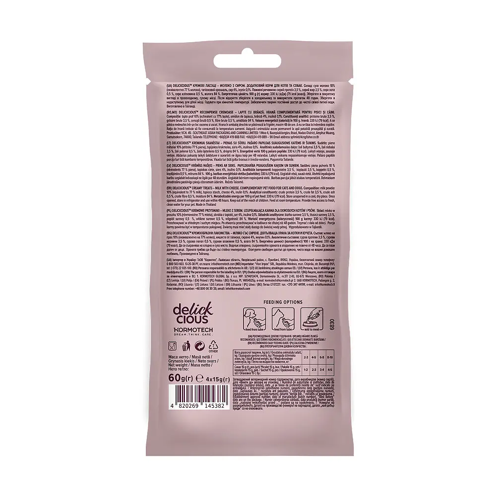 Ласощі для котів та собак Delickcious молоко з сиром (1+1) 120 г  - фото 2