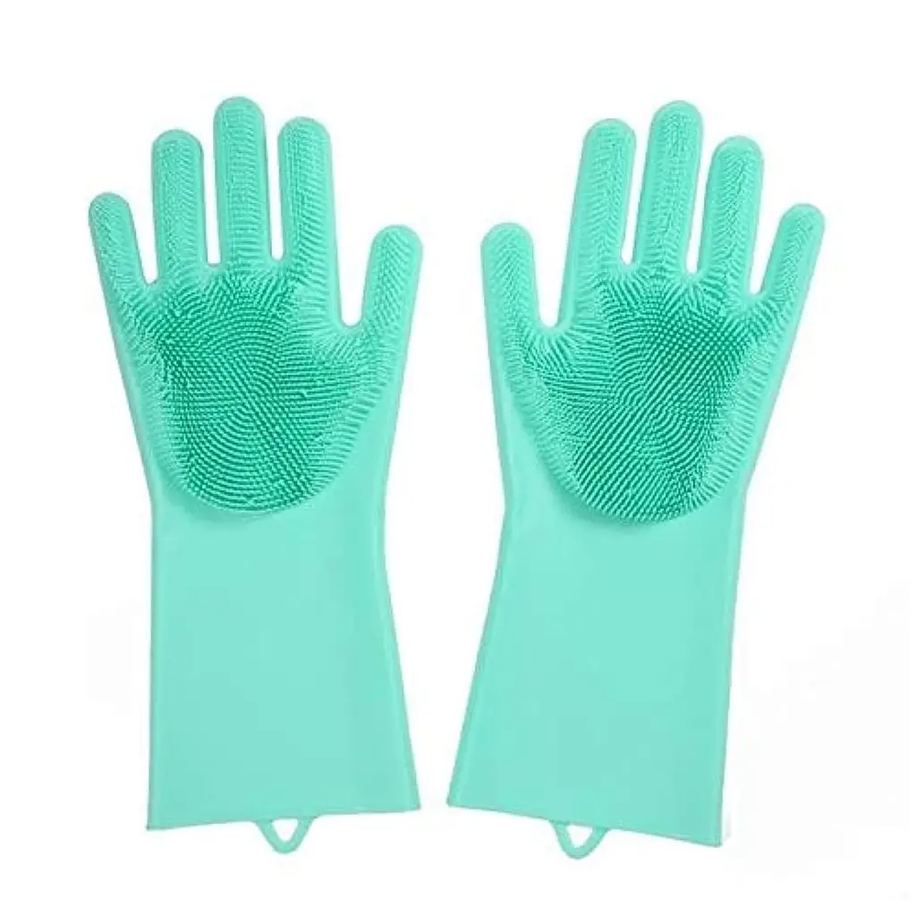 Силіконові багатофункціональні рукавички Magic Silicone Gloves Pink для прибирання, чищення та миття посуду, Kitchen Master Бірюзовий 86829